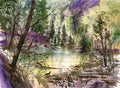 The Fox, watercolor painting by John Bohnenberger (American art). Fine art giclée print reproduction by California Watercolor for wall decor.
