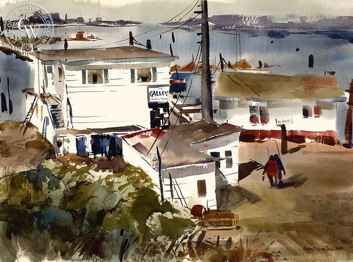 The Galley, 1965, watercolor painting by Horace S. Page (American art). Fine art giclée print reproduction by California Watercolor for wall decor.