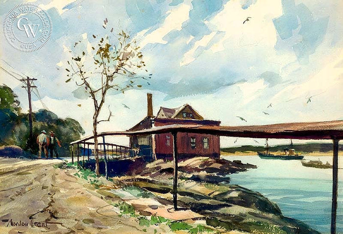 The Guard Rail, watercolor painting by Gordon Grant (American art). Fine art giclée print reproduction by California Watercolor for wall decor.