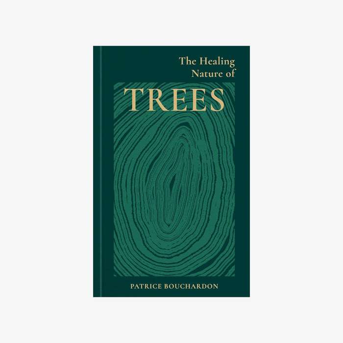 Book cover of 'The Healing Nature of Trees' with a green and gold design on a white background