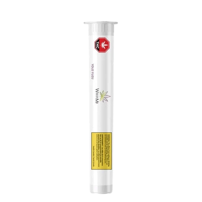 A close-up shot of the Yolo Yuzu Infused Pre Rolled 3 x 0.5 g, showcasing its cylindrical shape against a plain white background.
